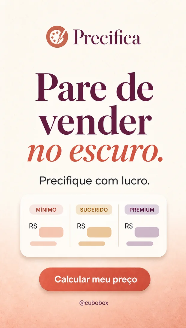 Tela promocional do Precifica com a mensagem Pare de vender no escuro. Precifique com lucro.